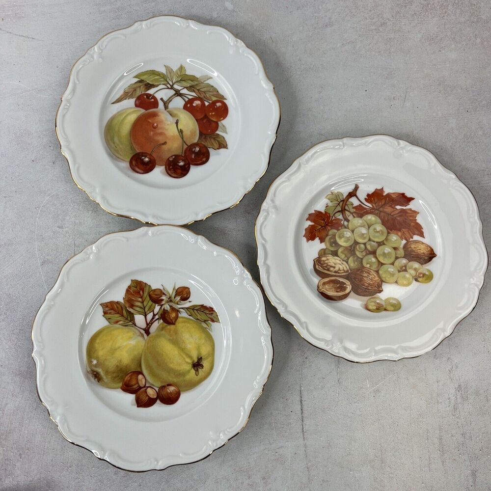VTG Winterling Set of 3 Salad‎ Plates - Fruits Nuts Bavaria Germany